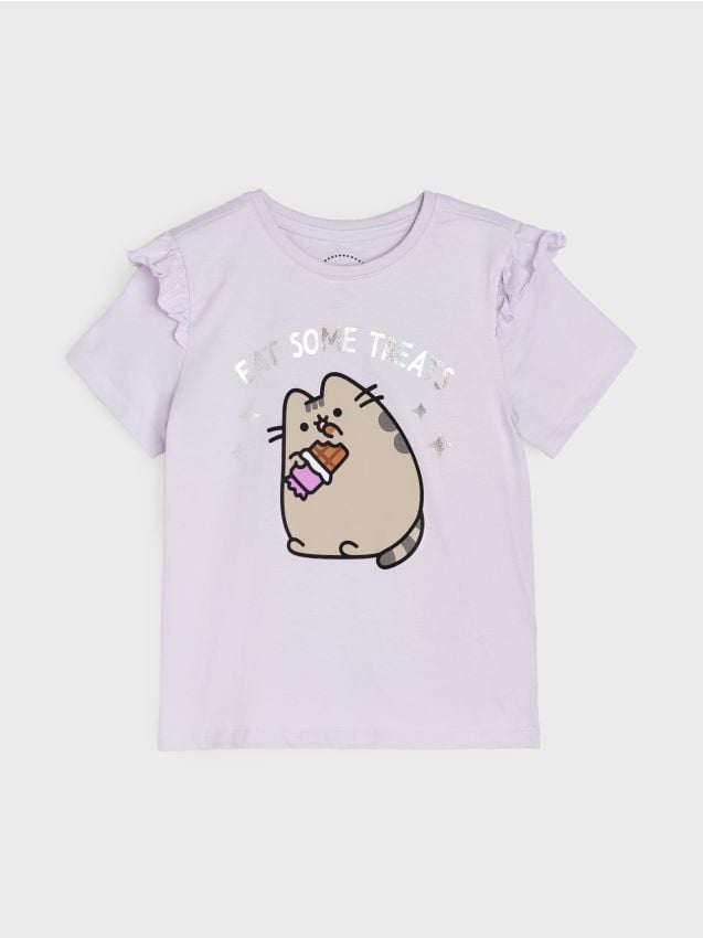 Sinsay - Bavlnené tričko Pusheen the Cat - fialová
