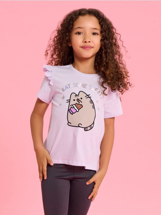 Sinsay - Tricou din bumbac Pusheen the Cat - mov