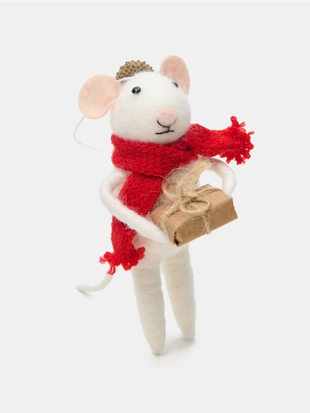 Sinsay - Vianočná dekorácia v tvare myši - biela