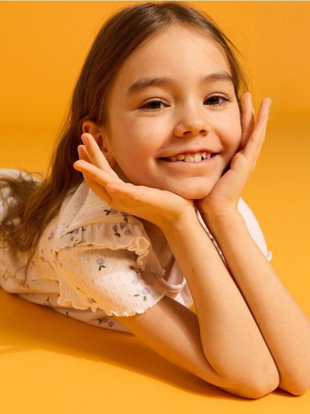 Sinsay - Tricouri din bumbac cu volane decorative 2 pack - multicolor