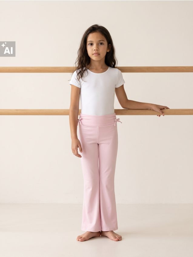 Sinsay - Pantaloni flare cu fundițe - roz-pudră