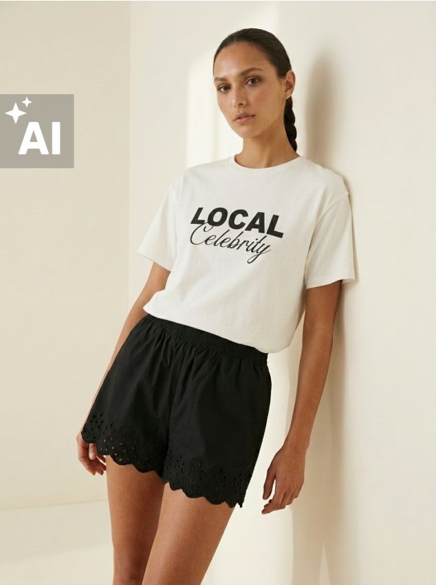 Sinsay - Tricou din bumbac cu mânecă scurtă cu imprimeu - crem