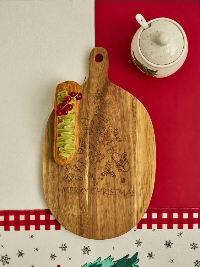 Sinsay - Krájacia doska s vianočným gravírovaním - béžová