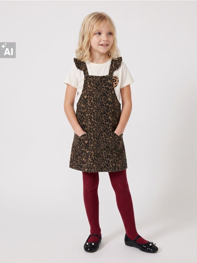Sinsay - Rochie salopetă din denim cu imprimeu leopard - multicolor