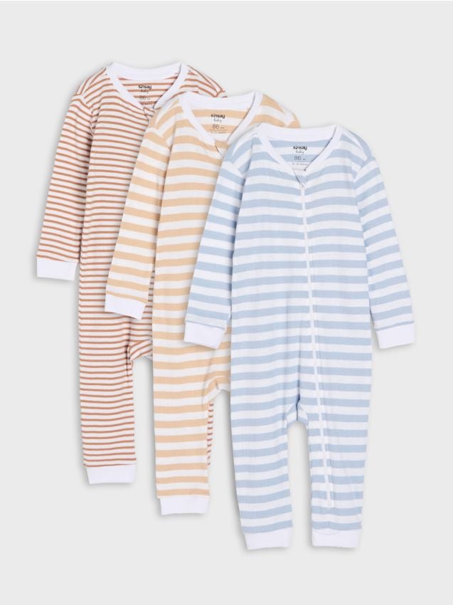 Sinsay - Salopetă din bumbac pentru bebeluși 3 pack - alb