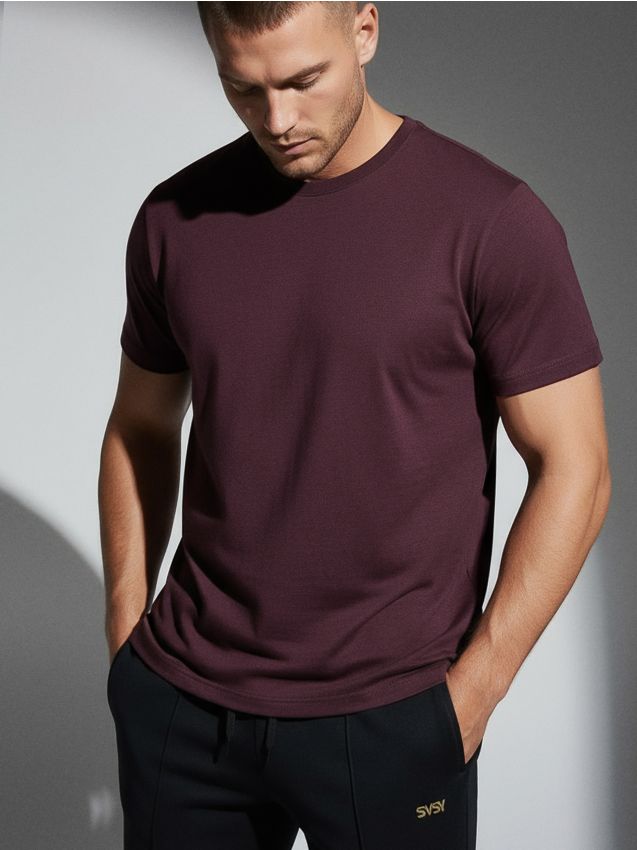 Sinsay - Tricou basic - bordo