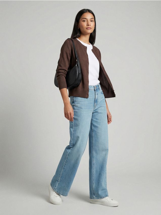 Cardigan in viscosa - marrone scuro