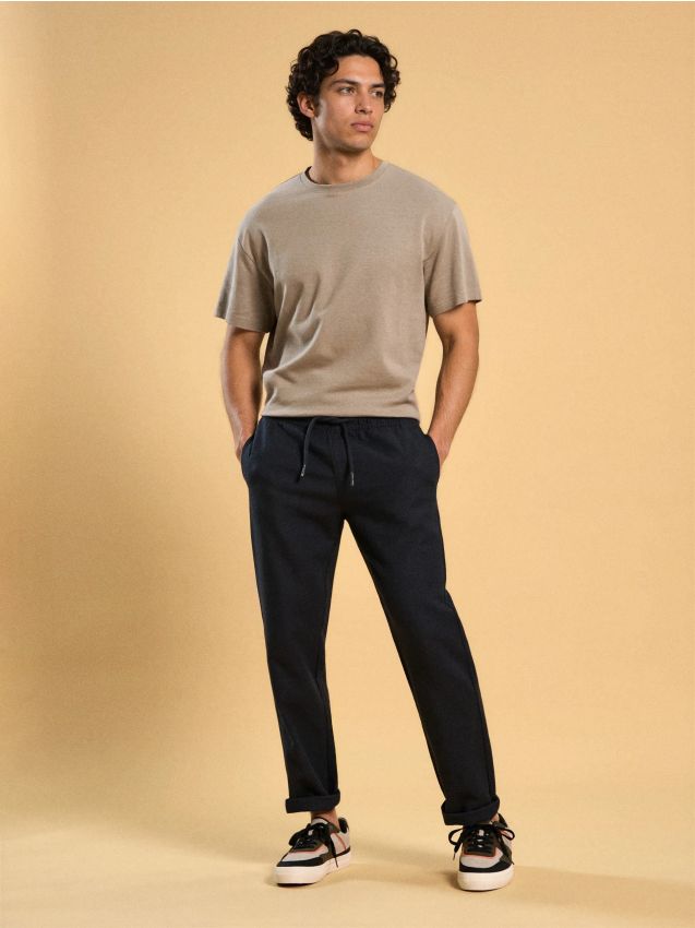 Sinsay - Spodnie chino jogger - niebieski