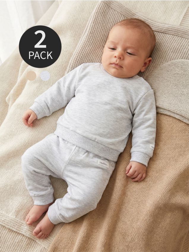 Sinsay - Pantaloni de trening din bumbac 2 pack - bej