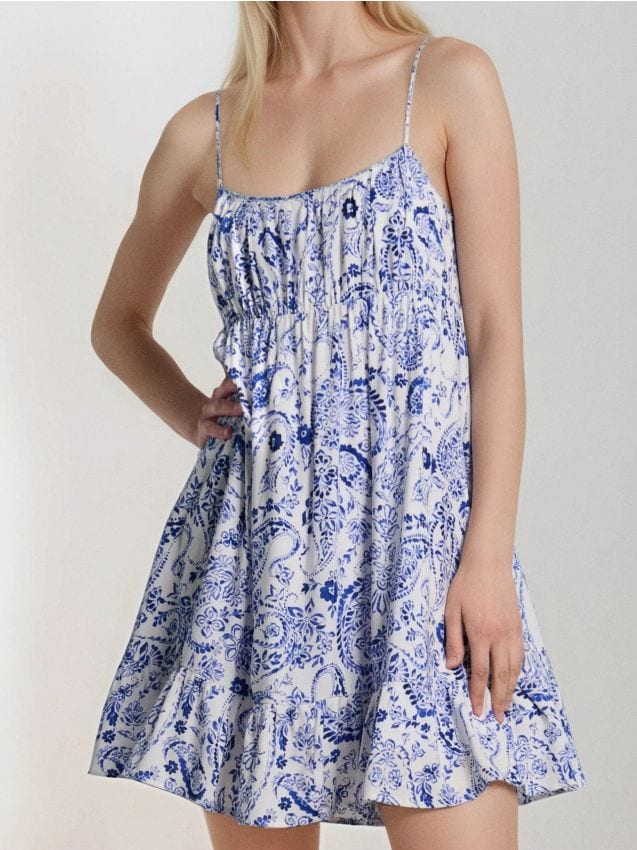 Sinsay - Wiskozowa sukienka mini na ramiączkach w stylu boho - wielobarwny