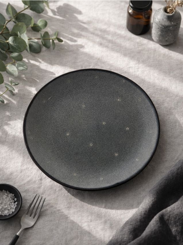 Sinsay - Farfurie plată cu model punctat - bleumarin