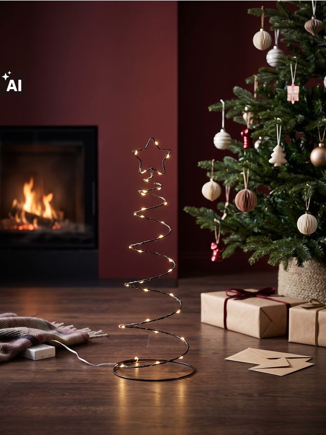 Sinsay - Decorațiune de Crăciun în formă de brad cu lumini LED - negru