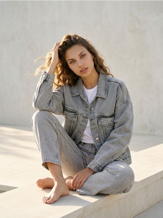 Sinsay - Catană de blugi oversize - gri deschis