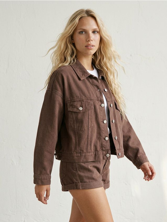 Sinsay - Catană de blugi oversize - maro