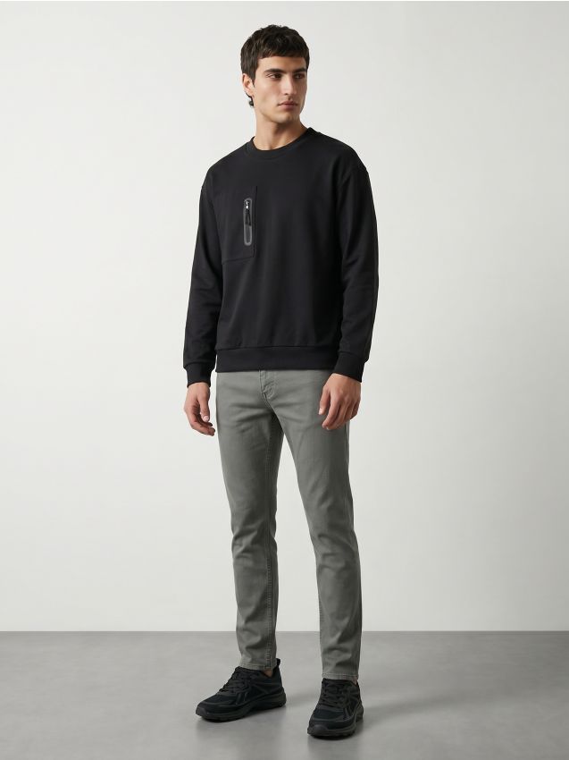 Sinsay - Blugi slim fit din bumbac - albastru-verzui