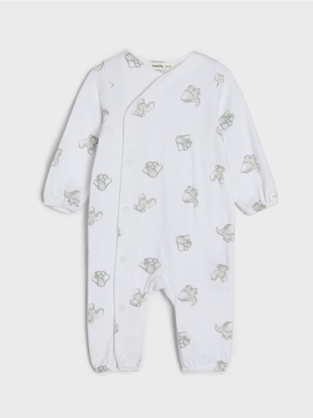 Sinsay - Salopetă din bumbac cu imprimeu cu elefanți - alb