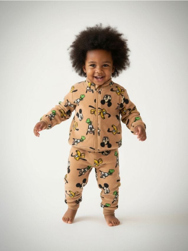 Sinsay - Fleecka na zips Mickey Mouse - hnedá