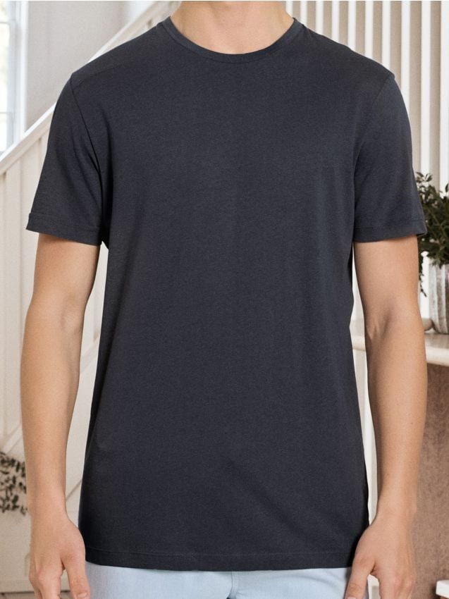 Sinsay - Bavlnené tričko s krátkym rukávom - oceľovo modrá