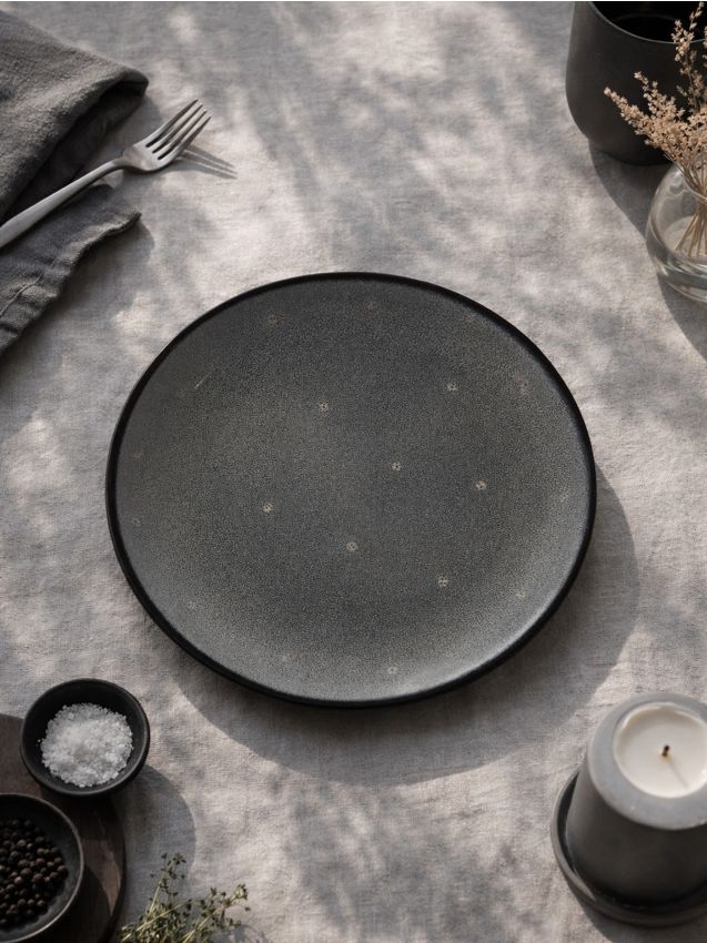 Sinsay - Farfurie plată cu model punctat - bleumarin