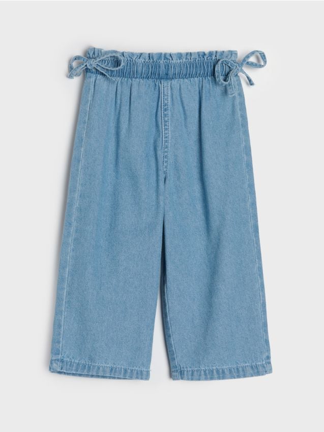 Sinsay - Jeansy wide leg z ozdobnymi kokardami - niebieski