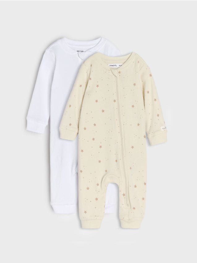 Sinsay - Set de 2 salopete din bumbac - alb