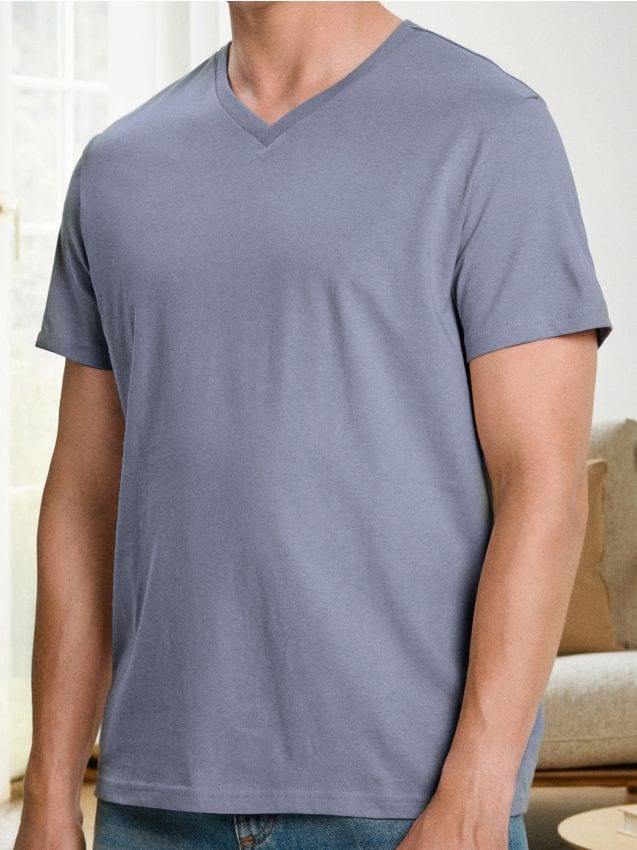 Sinsay - Tricou basic cu decolteu în V - lavand