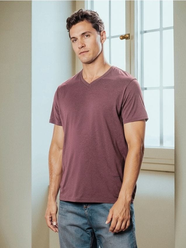 Sinsay - Tricou basic cu decolteu în V - mov