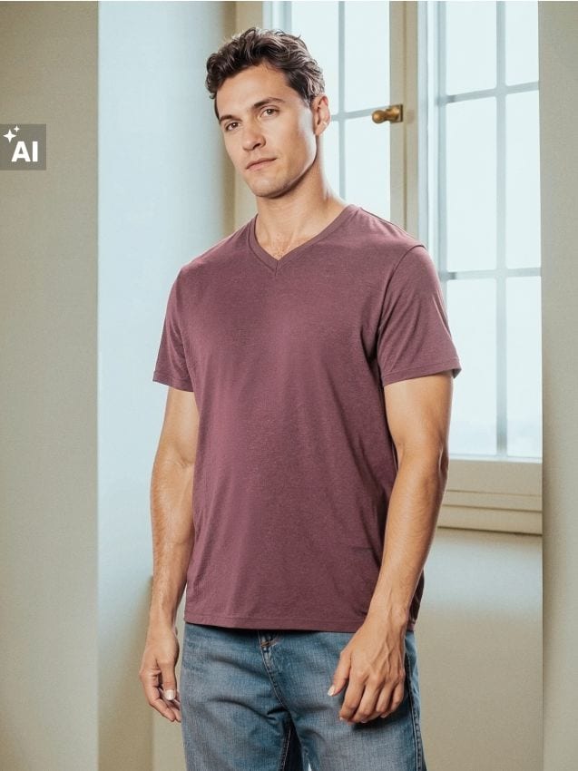 Sinsay - Tricou basic cu decolteu în V - mov