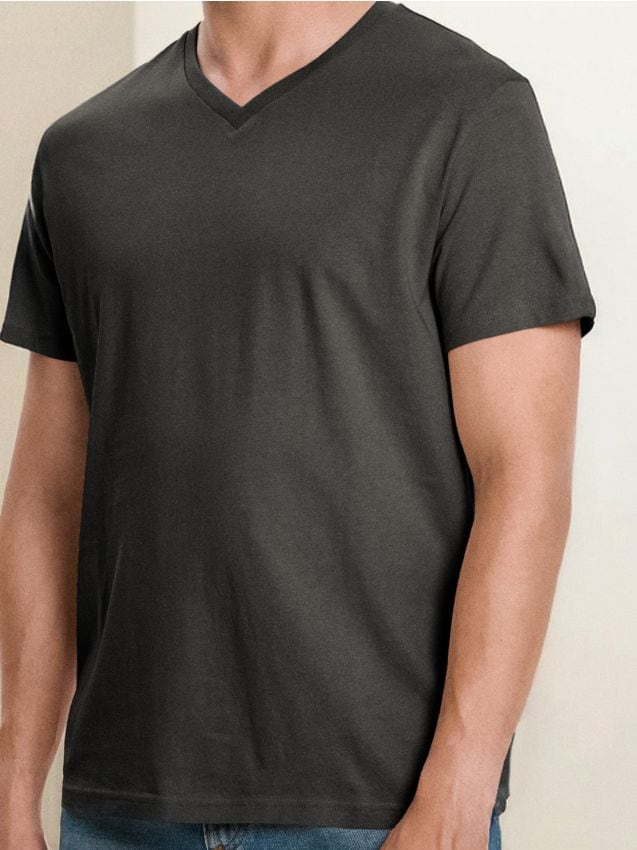Sinsay - Tricou basic cu decolteu în V - verde-închis