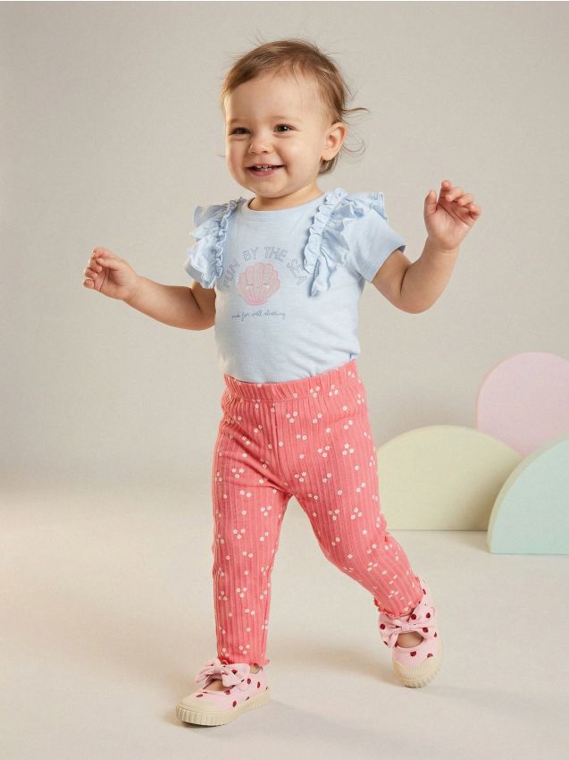 Sinsay - Legginguri din bumbac cu model - violet-orhidee