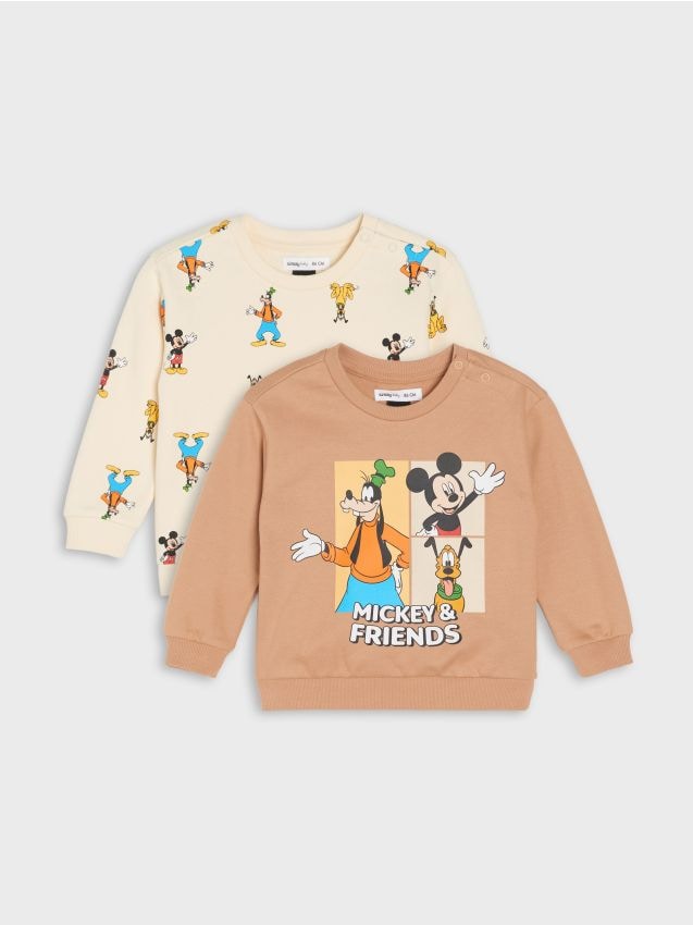 Sinsay - Súprava 2 mikín Mickey Mouse - hnedá