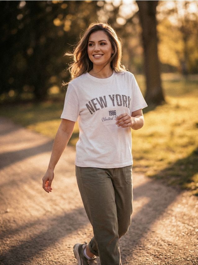 Sinsay - Tricou cu mânecă scurtă - alb