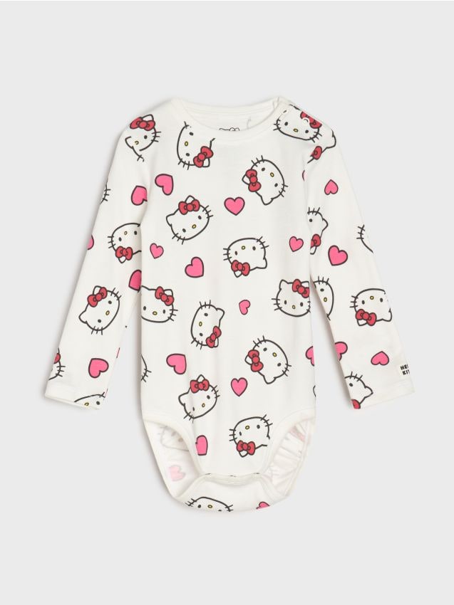 Sinsay - Body din bumbac Hello Kitty - crem
