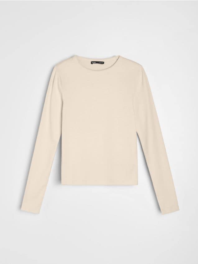 Sinsay - Bawełniana koszulka z długim rękawem - żółty