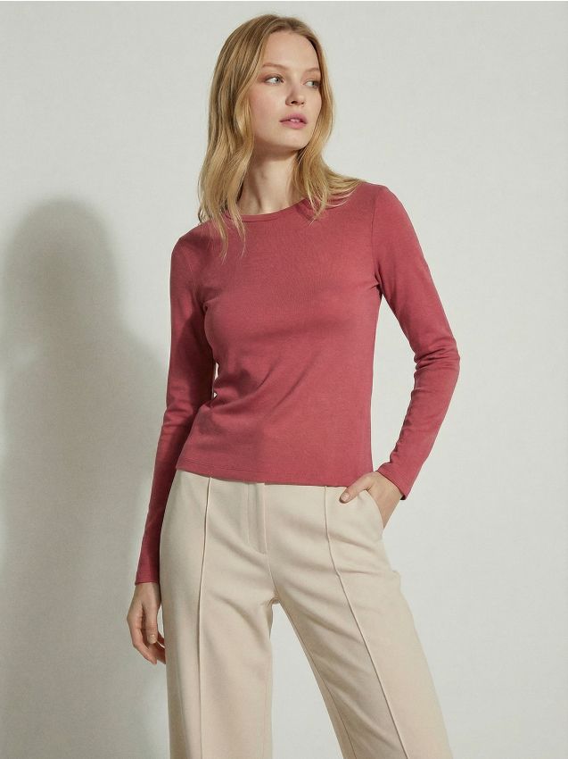 Sinsay - Bawełniana koszulka z długim rękawem - Inny