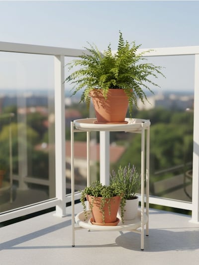 Dvouúrovňový železný stojan na květiny