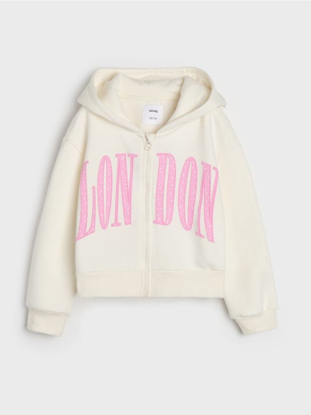 Sinsay - Hanorac cu glugă și fermoar - crem