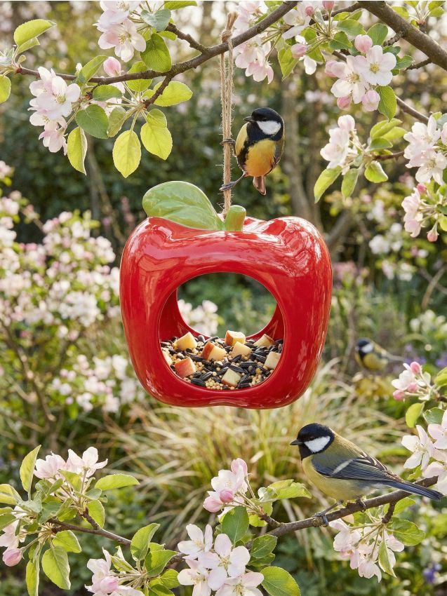 Sinsay - Hrănitor ceramic pentru păsări în formă de măr - roșu