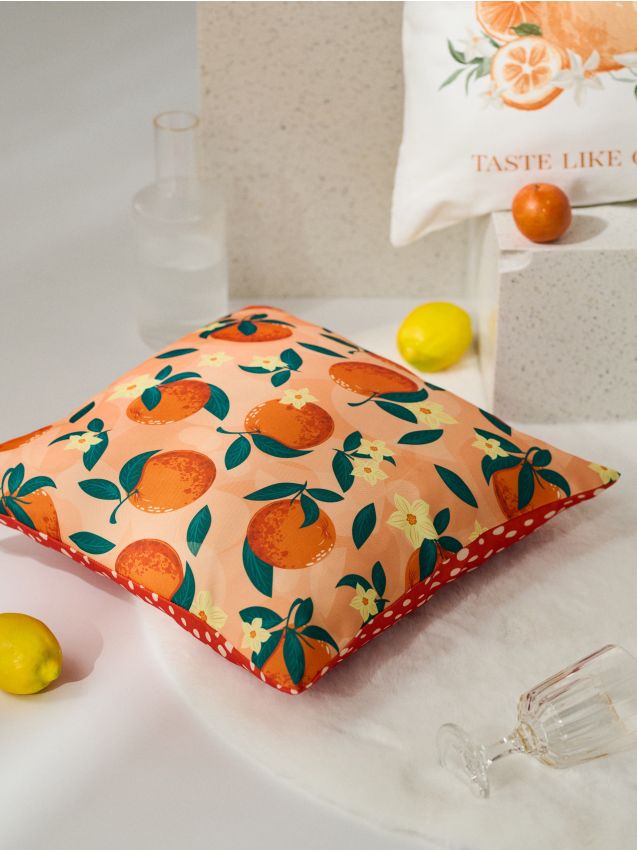 Sinsay - Față de pernă cu motiv de portocală - portocaliu