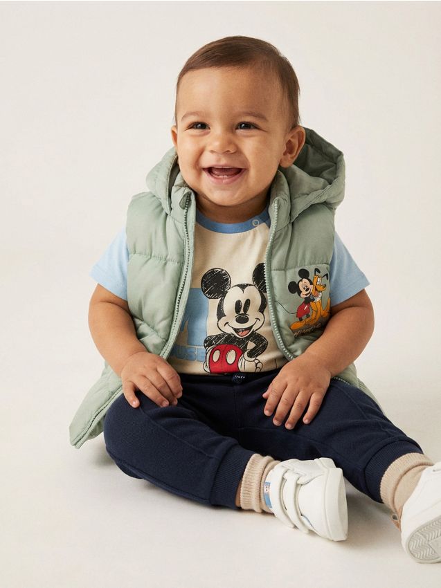 Sinsay - Tricou din bumbac cu imprimeu Mickey Mouse - crem