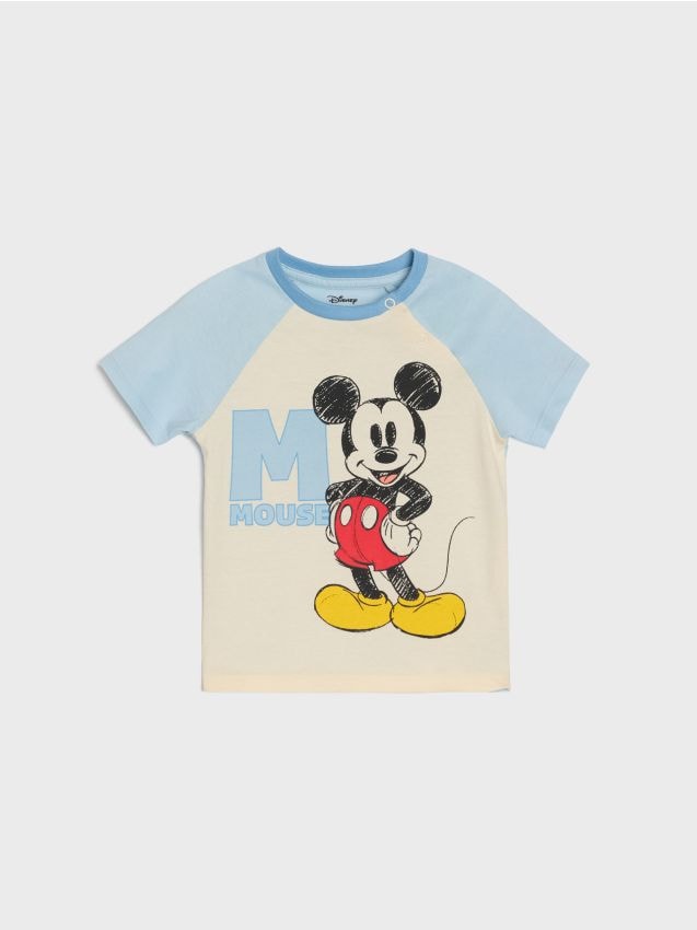 Sinsay - Tricou din bumbac cu imprimeu Mickey Mouse - crem