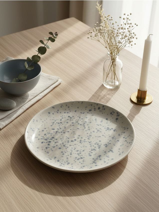 Sinsay - Farfurie cu model stropit - albastru-pal