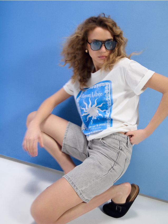 Sinsay - Szorty jeansowe bermudy - szary