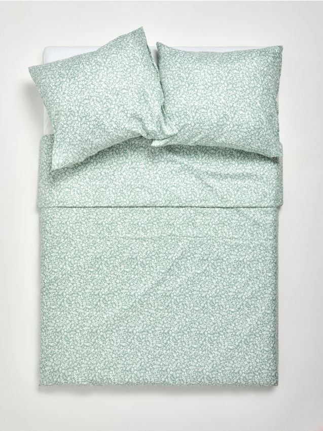 Sinsay - Lenjerie de pat din microfibră cu model vegetal fin - verde-pal