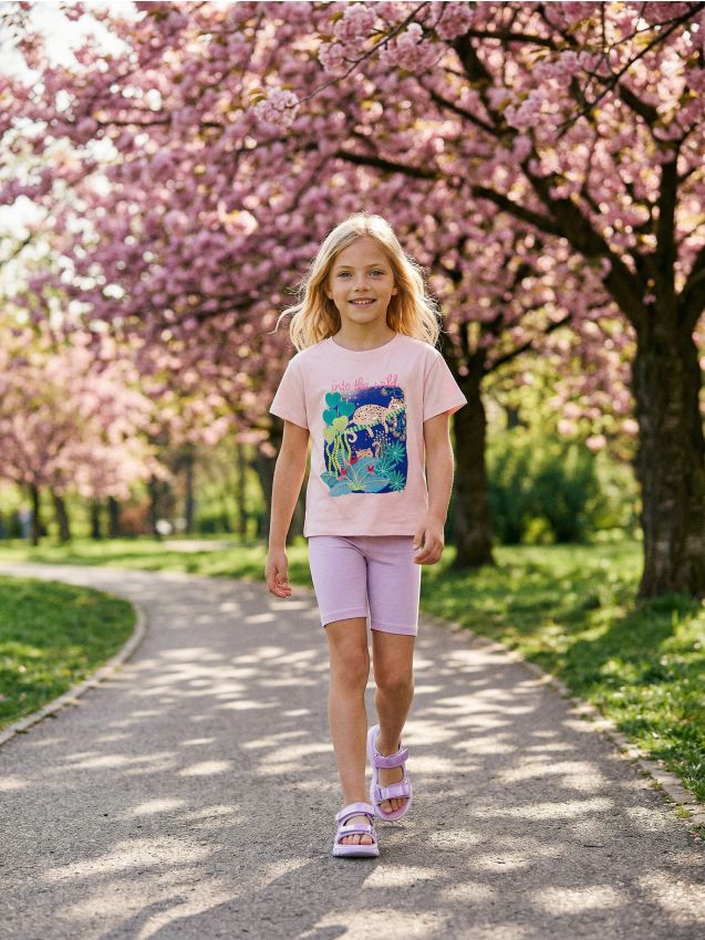 Sinsay - Tricou din bumbac cu imprimeu junglă - roz-pastel