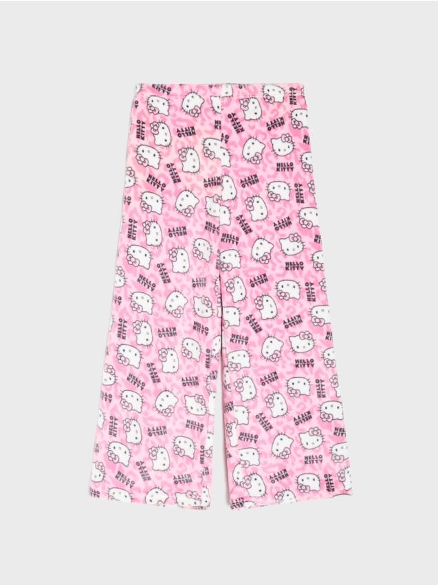 Sinsay - Pantaloni de pijama cu crac larg Hello Kitty - roz-pastel