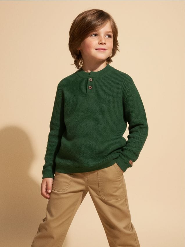 Sinsay - Bavlnený prepínací sveter - zelená