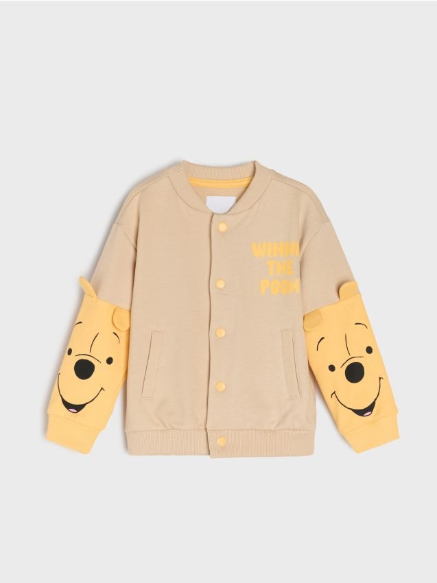 Sinsay - Bluză tip baseball cu detalii 3D Winnie the Pooh - bej