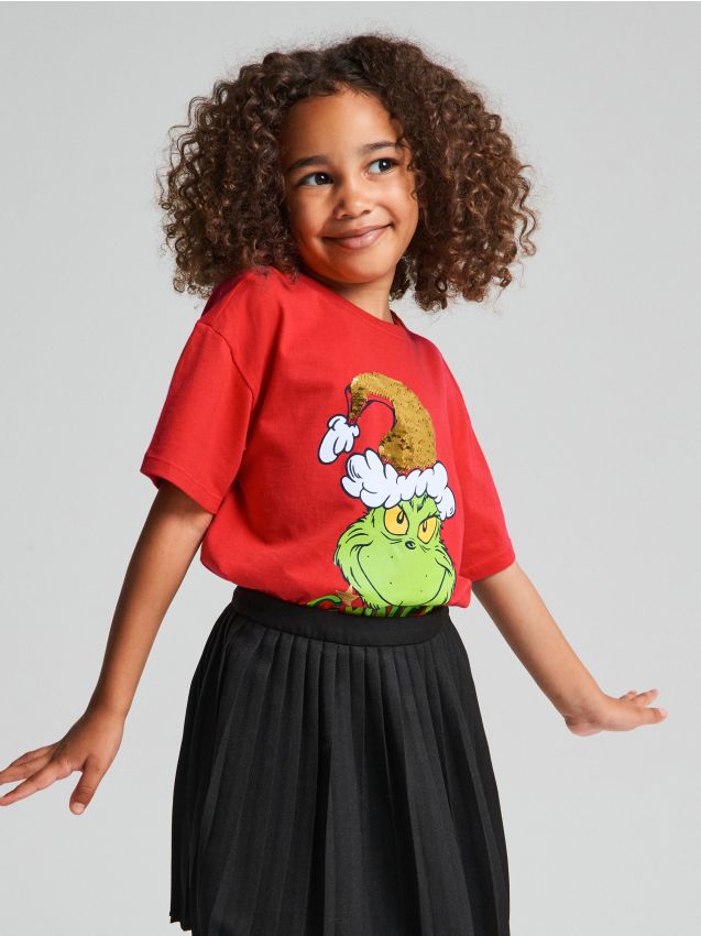 Sinsay - Tricou din bumbac cu imprimeu Grinch - roșu