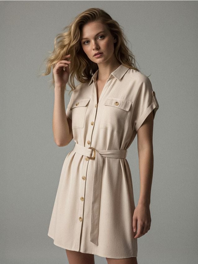 Sinsay - Košeľové minišaty - telová